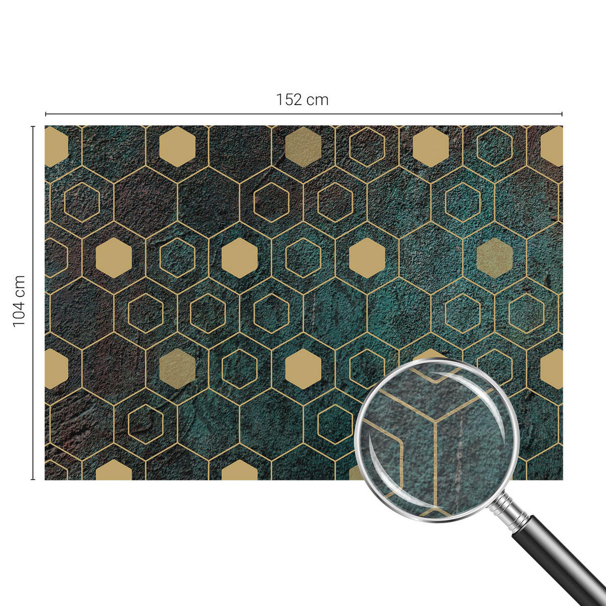 FOTOTAPETE 152x104 cm - Geometrische Sechsecke - Grün, Textil (152/104cm) - Wallfluent