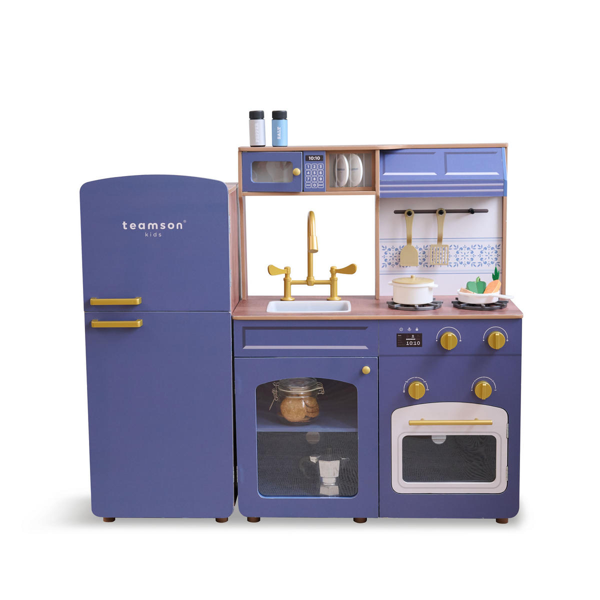 KINDERKUCHE Modulare Holz mit Kühlschrank, 92cm, Blau - Blau, Holzwerkstoff (104/30/92cm) - Teamson Kids