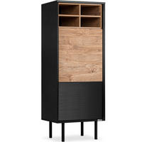REGAL LOFTY Kreuzeinlage, schwarz / Eiche natur - Eichefarben/Multicolor, Holzwerkstoff (52/135/41cm) - KONSIMO®
