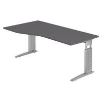 SCHREIBTISCH Serie-U 100/180/74 cm in Graphitfarben/Silberfarbengrau - Silberfarben/Graphitfarben, Holzwerkstoff (100/180/74cm) - bümö