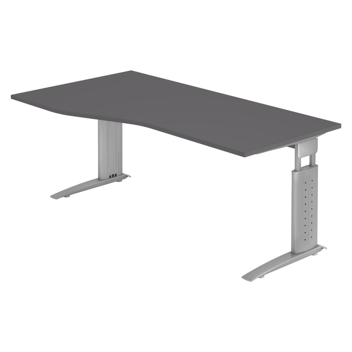 SCHREIBTISCH Serie-U 100/180/74 cm in Graphitfarben/Silberfarbengrau - Silberfarben/Graphitfarben, Holzwerkstoff (100/180/74cm) - bümö
