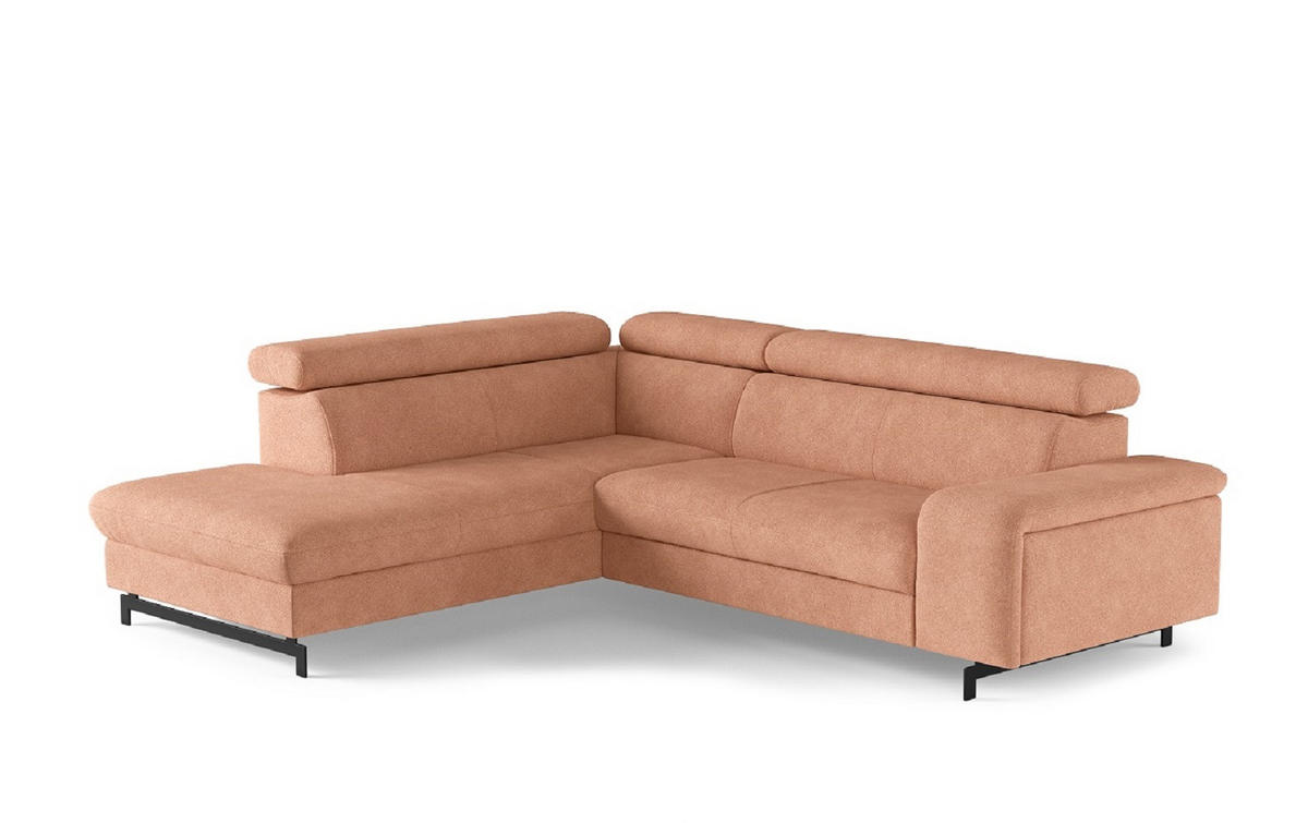 ECKSOFA mit Schlaffunktion und Bettkasten - Schwarz/Kupferfarben, Kunststoff/Textil (262/215cm) - Cotta