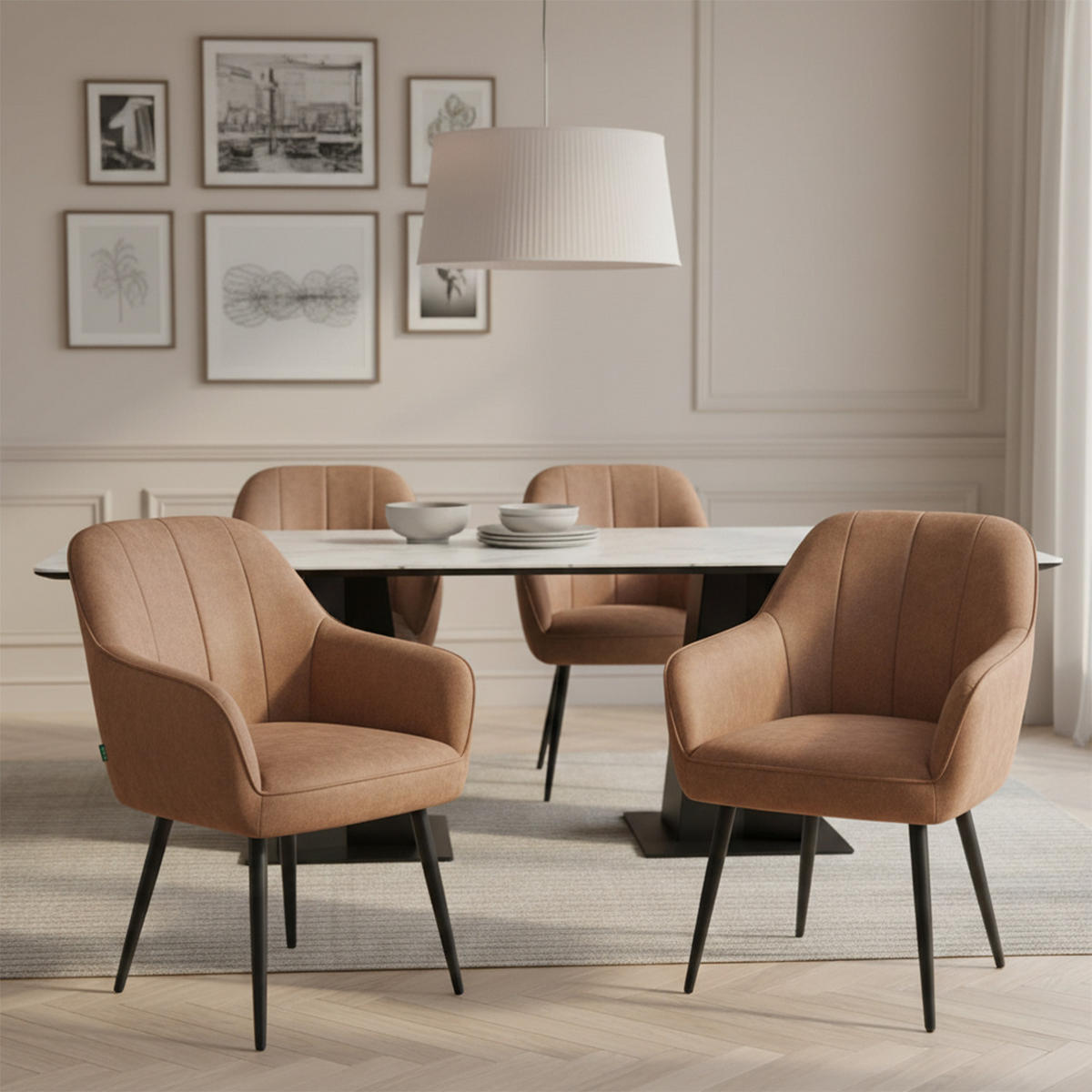 ESSZIMMERSTUHL Mika-Pia - Schwarz/Braun, Textil/Metall (60/87/65cm) - DUBI Möbel