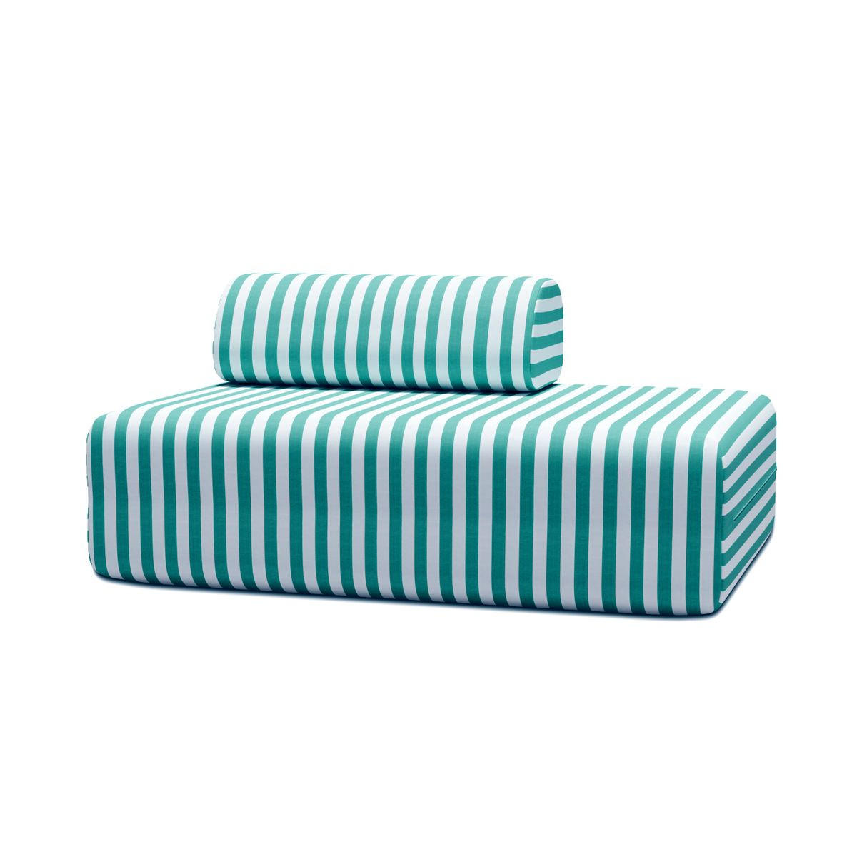 ZWEISITZER-GARTENSOFA mit Streifen in Weiß und Türkisblau - Türkis, Textil (95/70.5/148cm)