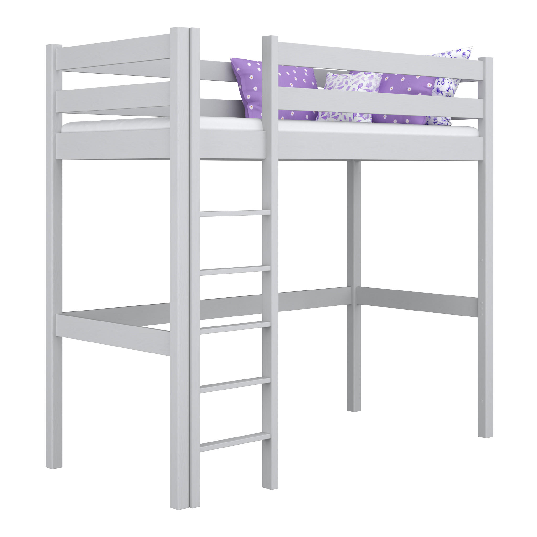 N-Wood Hochbett Grau 90x200 cm