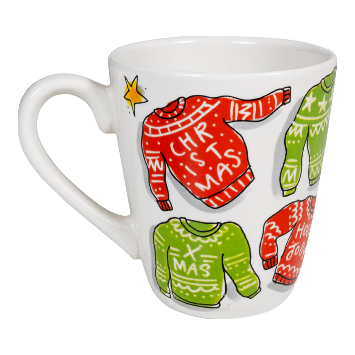 BECHER Fröhlicher Weihnachtspullover in Bunt - 350 ml - Multicolor, Keramik (0.35L) - Blond Amsterdam