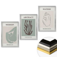 WANDBILDER 3er Set - 40x60 cm Silberner Rahmen - Matisses stilvolle abstrakte Gemälde - Silberfarben, Kunststoff (40/60cm) - ArtPrintCave