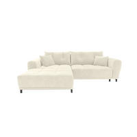 ECKSOFA Massimo Cordstoff Creme inkl. Schlaffunktion Links - Creme/Schwarz, Textil/Metall (246/177cm) - 99rooms