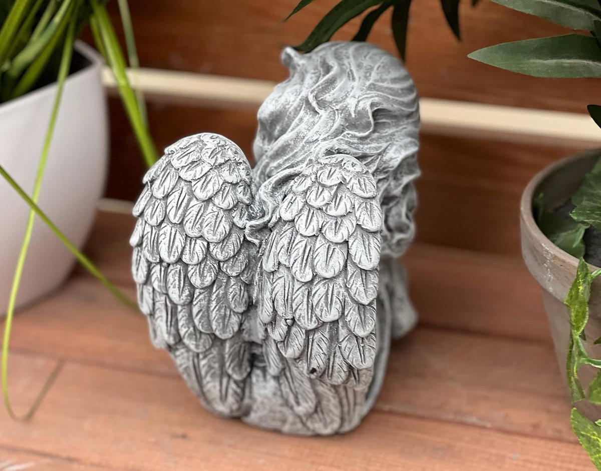 STEINFIGUR sitzender Engel Sophie Steinguss, frostfest - Grau, Stein (13/17/11cm) - stoneandstyle