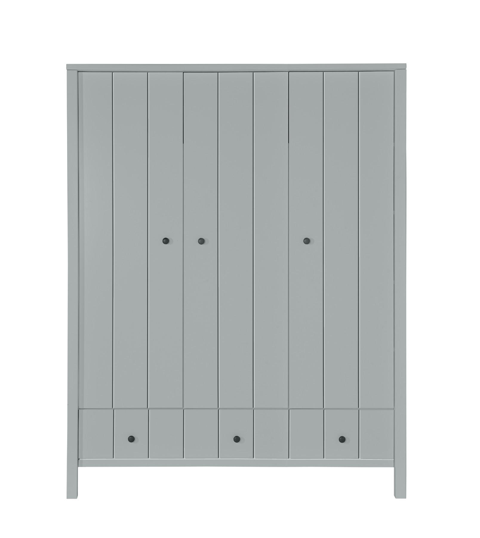 KINDERKLEIDERSCHRANK Allpin_3, 3-türig – ideal für das Kinderzimmer - Grau, Holzwerkstoff (148.5/190/55cm) - RAUMHIRSCH FURNITURE
