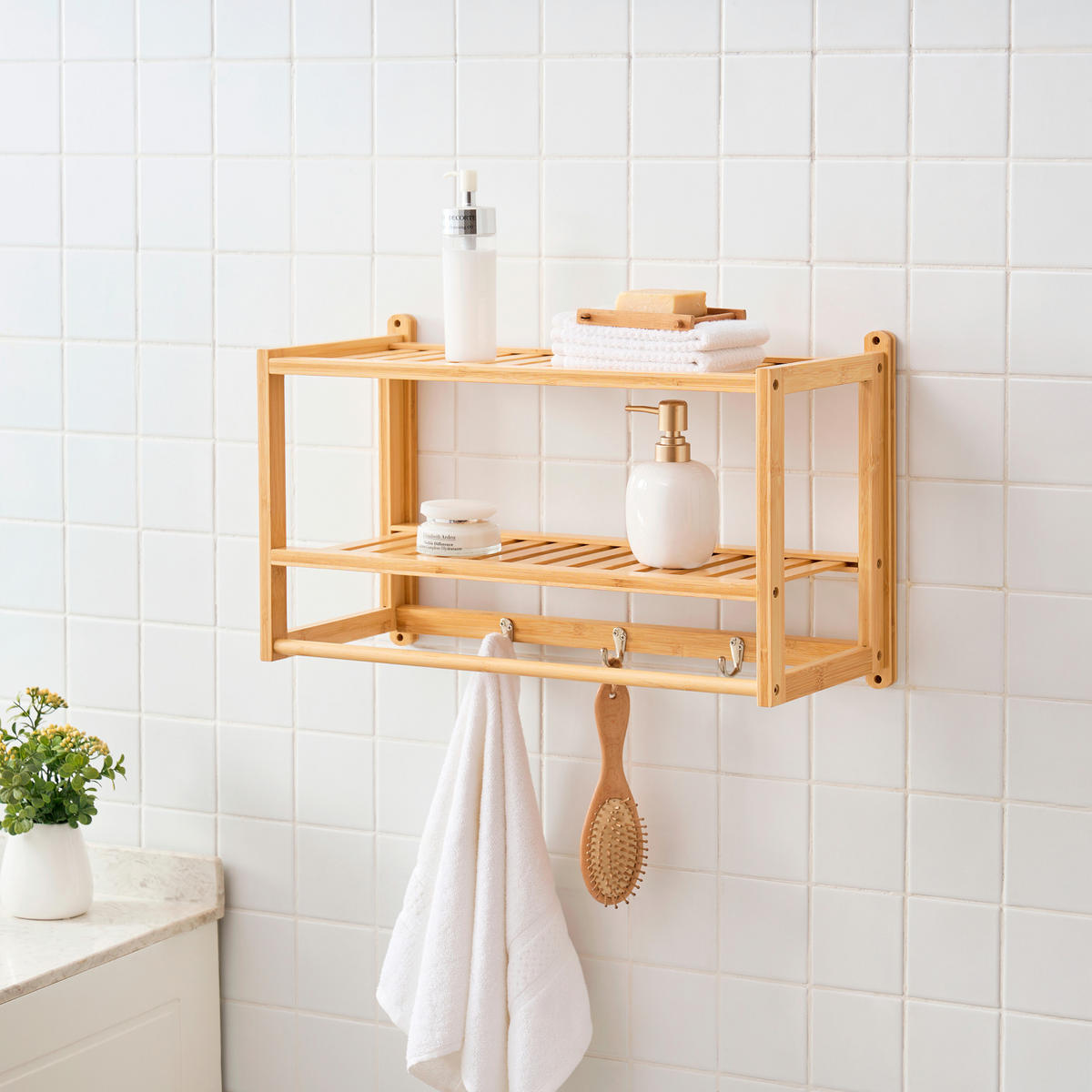 BADEZIMMERREGAL Thyborøn - Naturfarben, Holz (55/30/22.5cm) - [en.casa]