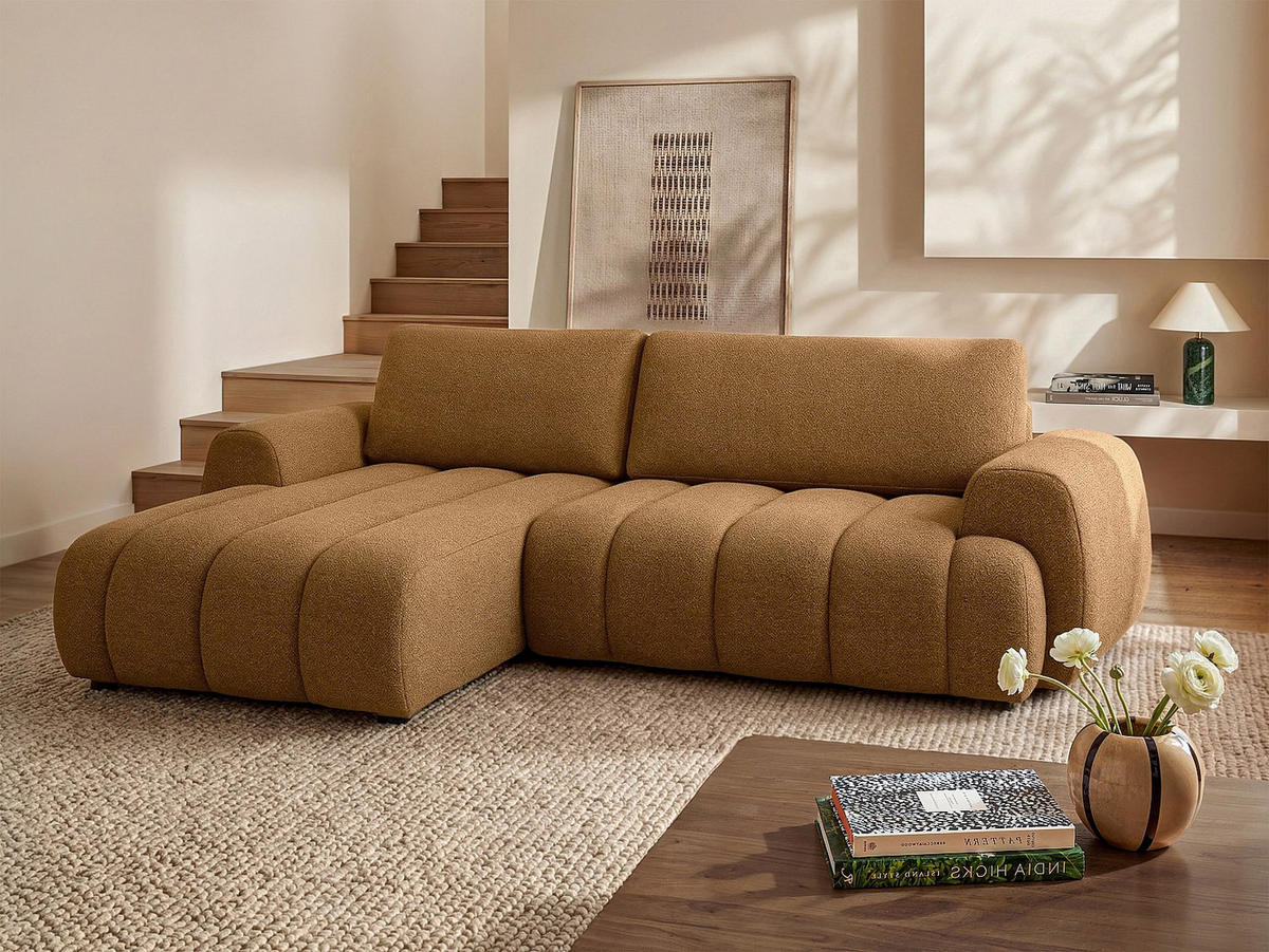 SCHLAFSOFA - 4 Personen - stoff - senffarben Fridora - Dunkelgelb, Textil (272/81/168cm) - Vente-Unique