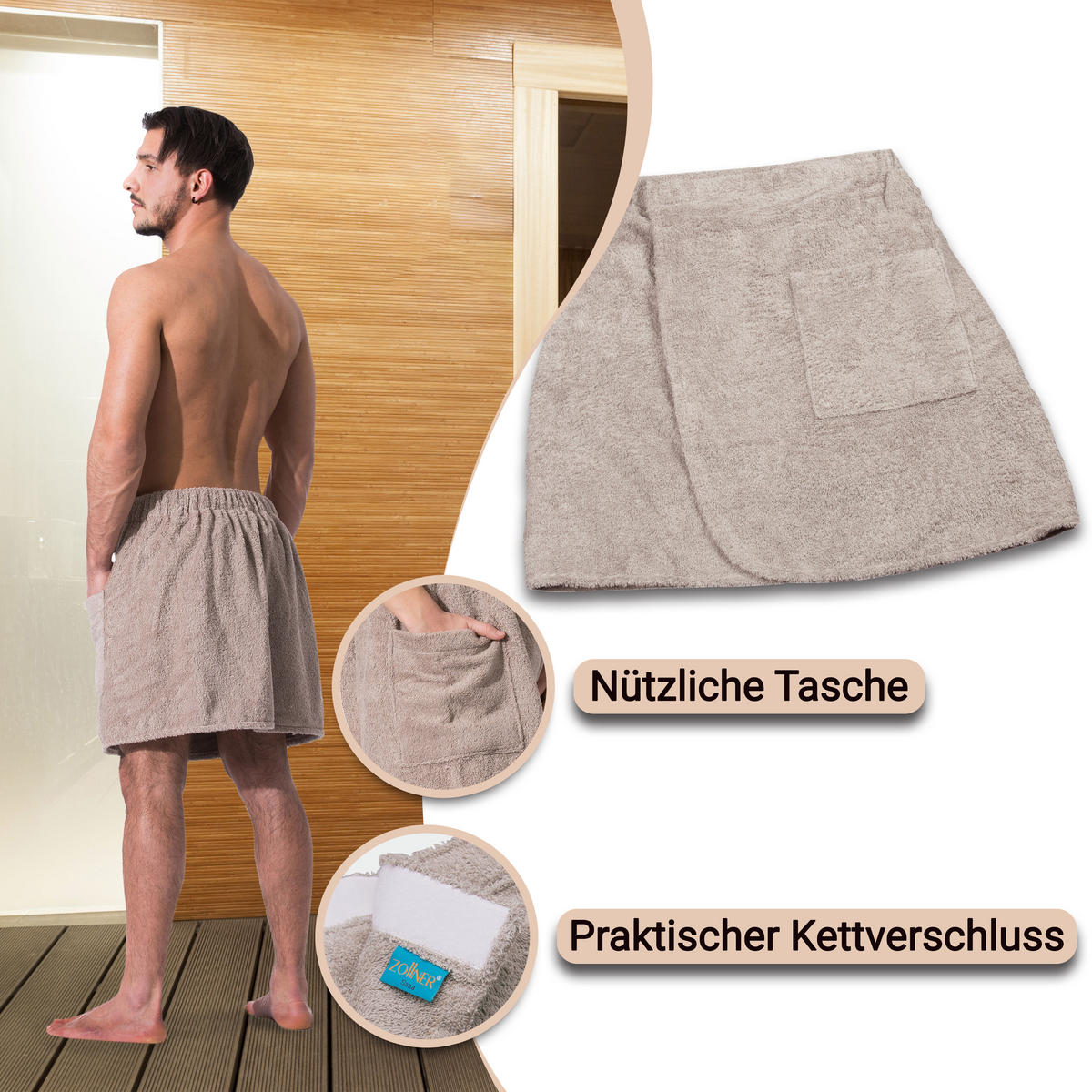 BADEMANTEL, L/XL, 100% Baumwolle, Braun - Fango, Textil (L/XLnull) - Zollner