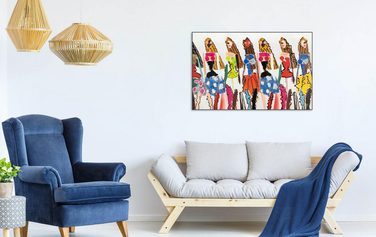 RUČNE MAĽOVANÝ AKRYLOVÝ OBRAZ 90/60 cm, viacfarebný, figurálny motív - viacfarebná, drevo/textil (90/60cm) - KUNSTLOFT