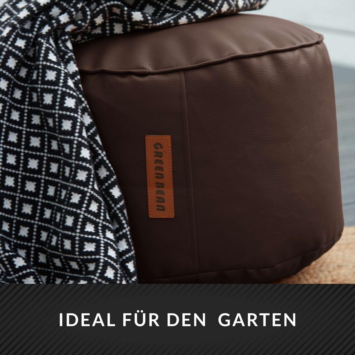 SITZSACK-HOCKER 43x30cm - KUNSTLEDER - Dunkelbraun, Textil (43/30/30cm) - Green Bean
