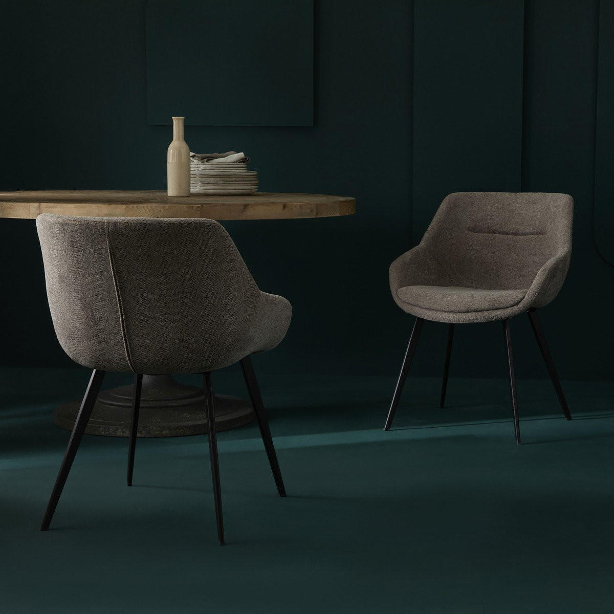 BRIDGE-SESSEL (Set aus 2) aus taupefarbenem stoff - colombe 64/58/79 cm - Beige, Metall (58/79/64cm) - Signature