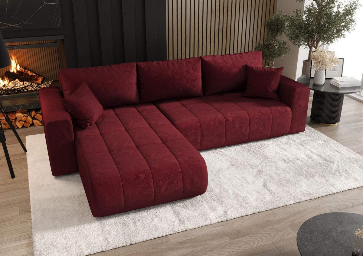 ECKSOFA Camila - Rot, Holzwerkstoff/Textil (280/185cm) - Fun Möbel