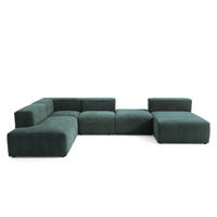 5-SITZER modulares Wohnlandschaft U XXL HEAVEN SET 6 Links, Breite 375 cm Webstoff Dunkelgrün - Dunkelgrün/Schwarz, Holz/Kunststoff (375/73/245cm) - Muffo