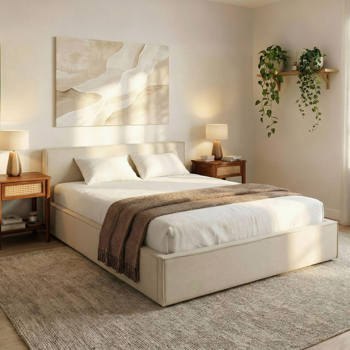 POLSTERBETT PESARO 160x200 cm cremeweiß - Creme, Textil (160/200cm) - IDIMEX