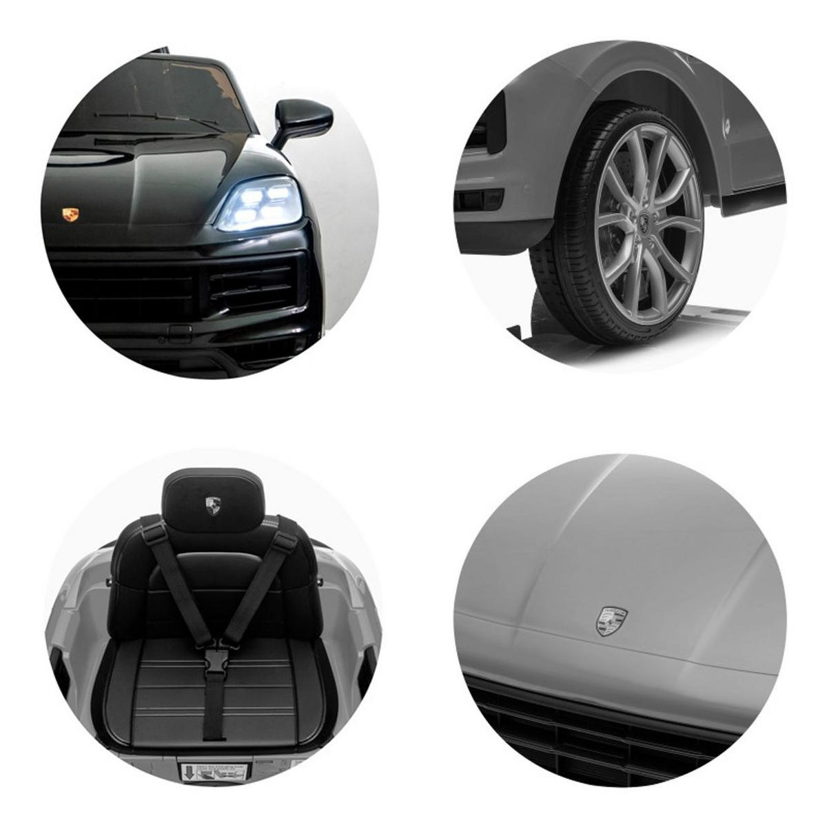 ELEKTROAUTO Porsche Cayenne schwarz Vierradfederung Fernbedienung Gurt - Schwarz, Kunststoff (103/63/54cm) - Chipolino