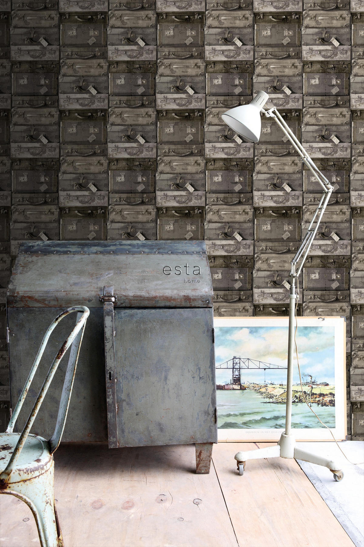 TAPETE Vintage Koffer 53 cm x 10.05 m - Braun, Papier (53/1000cm) - ESTAhome