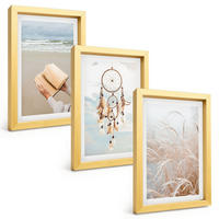 BILDER SET 3er Set - 20x30 cm Goldrahmen - Friedliche sommerliche Boho-Landschaften - Goldfarben, Kunststoff (20/30cm) - TULUP
