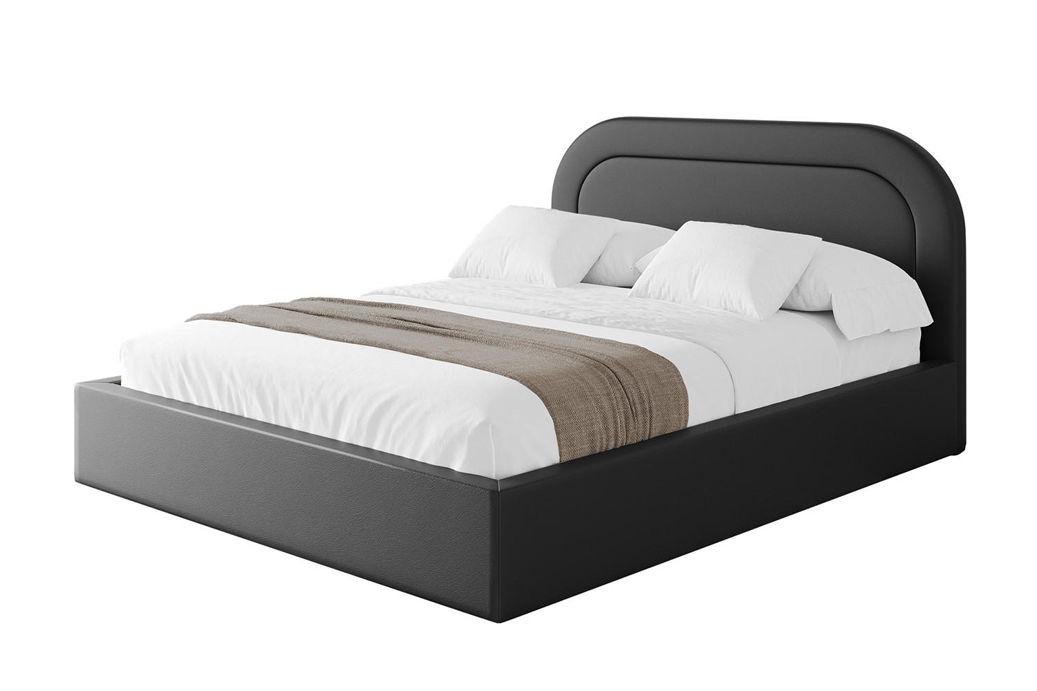 POLSTERBETT mit Bettkasten und Lattenrost, Bett mit Matratze H3/H4 - LERAY 180x200 Schwarz Kunstleder - Schwarz Hochglanz, Holzwerkstoff/Textil (180/200cm) - ALTDECOR