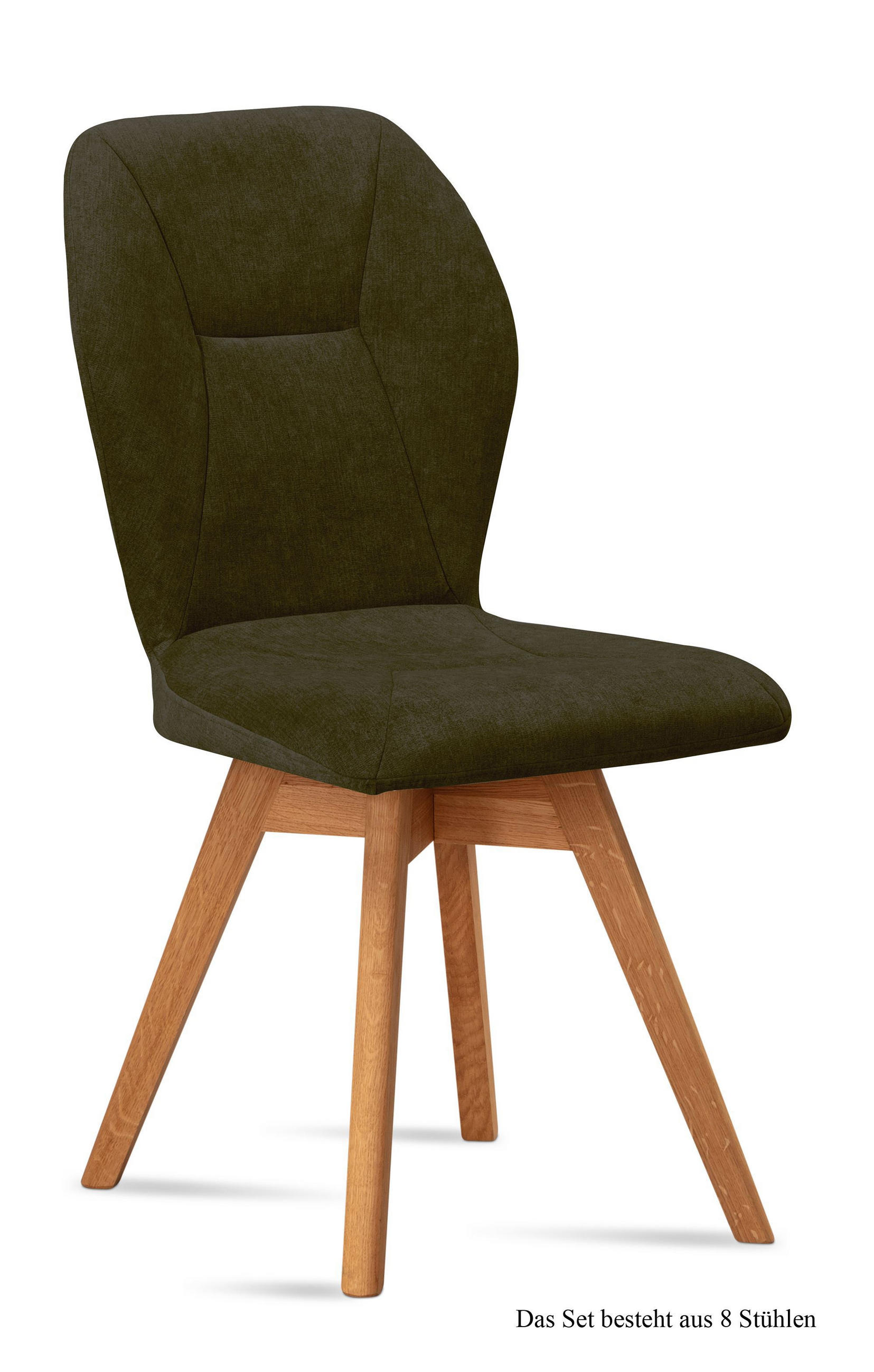 ESSZIMMERSTUHL drehbar (8er-Set) Draga 51x92x60 Eiche geölt/Khaki - Dunkelgrün/Eichefarben, Kunststoff (60/92/51cm) - 58aufmkessel