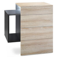 NACHTTISCH Queens Front in Eiche sägerau - Eiche San Remo, Holzwerkstoff (60/63/36cm) - Vladon