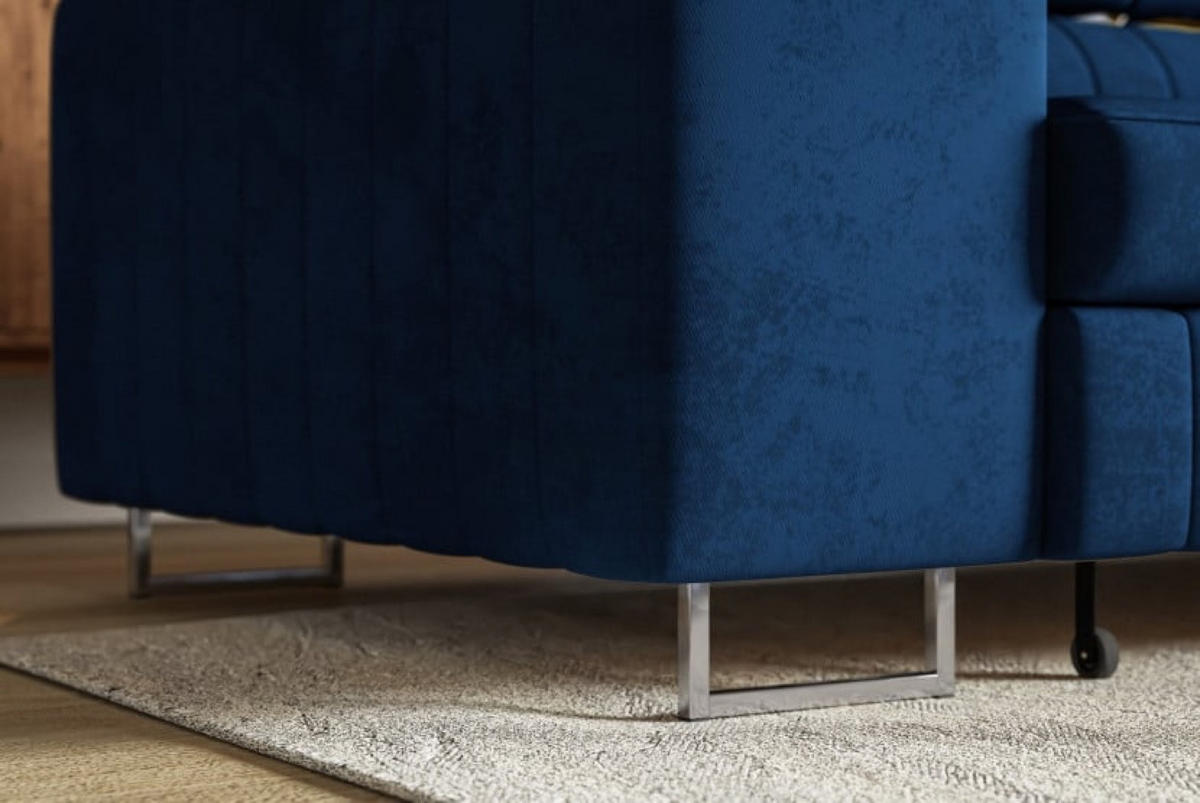 ECKSOFA Kronos Granatblau Silberne Beine Links - Dunkelblau, Textil (274/203cm) - Sepro Meble