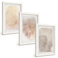 BILDER SET 3er Set - 20x30 cm Weißer Rahmen - Warme Aquarell-Pastelltexturen - Weiß, Kunststoff (20/30cm) - TULUP