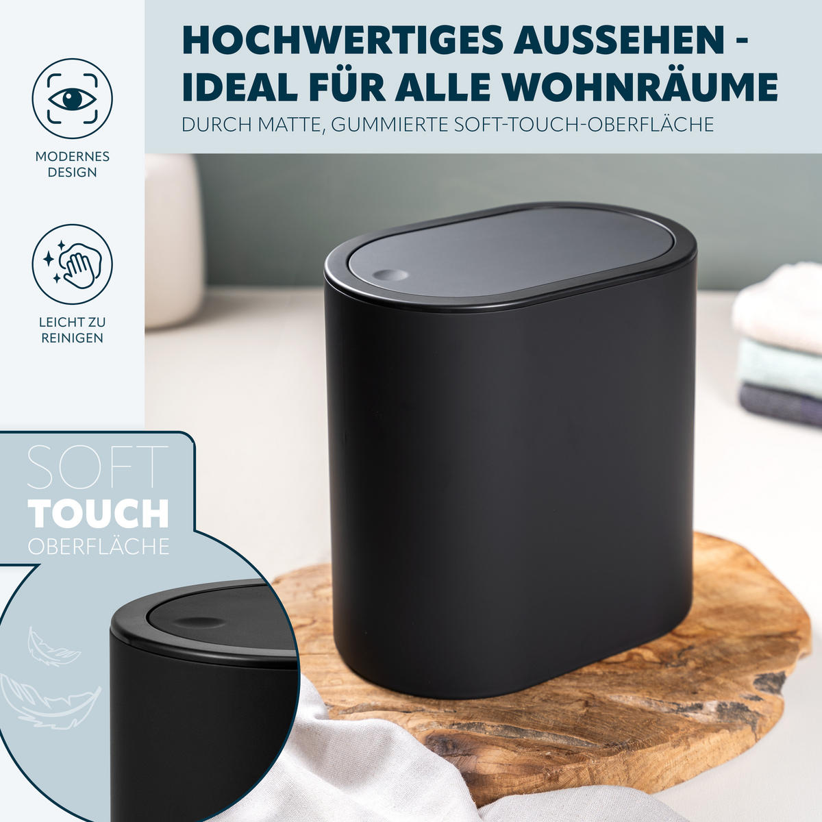 KOSMETIKEIMER, schwarz, Kunsstoff - Schwarz, Kunststoff (25.5/24.5/16.5cm) - eluno