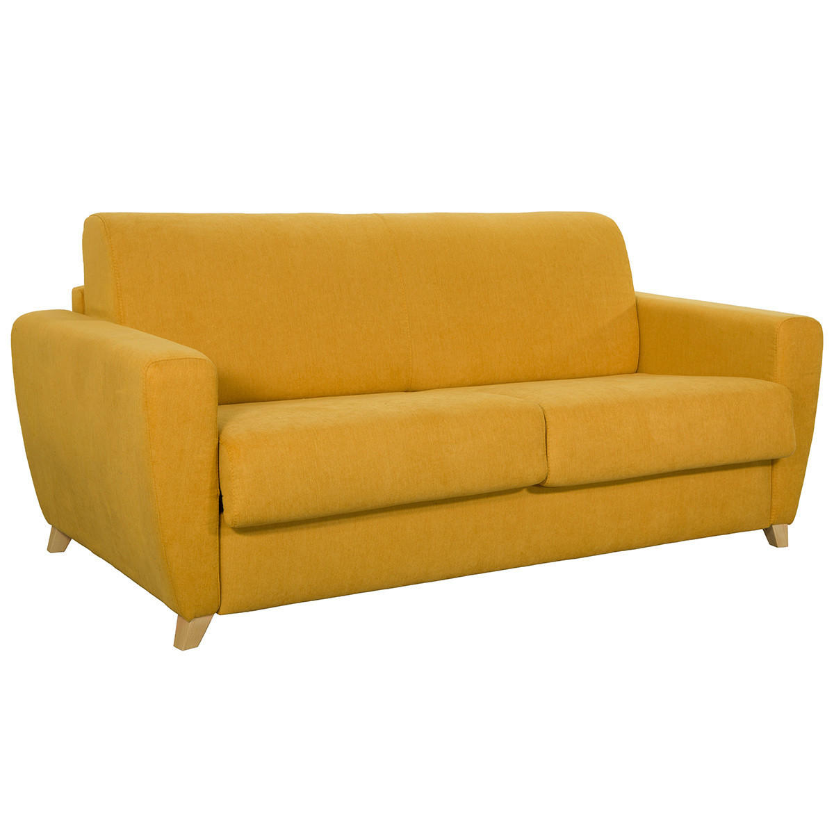 SCHLAFSOFA Skandinavisch Senfgelb Holz GRAHAM - Gelb, Textil (100/88/195cm) - Miliboo