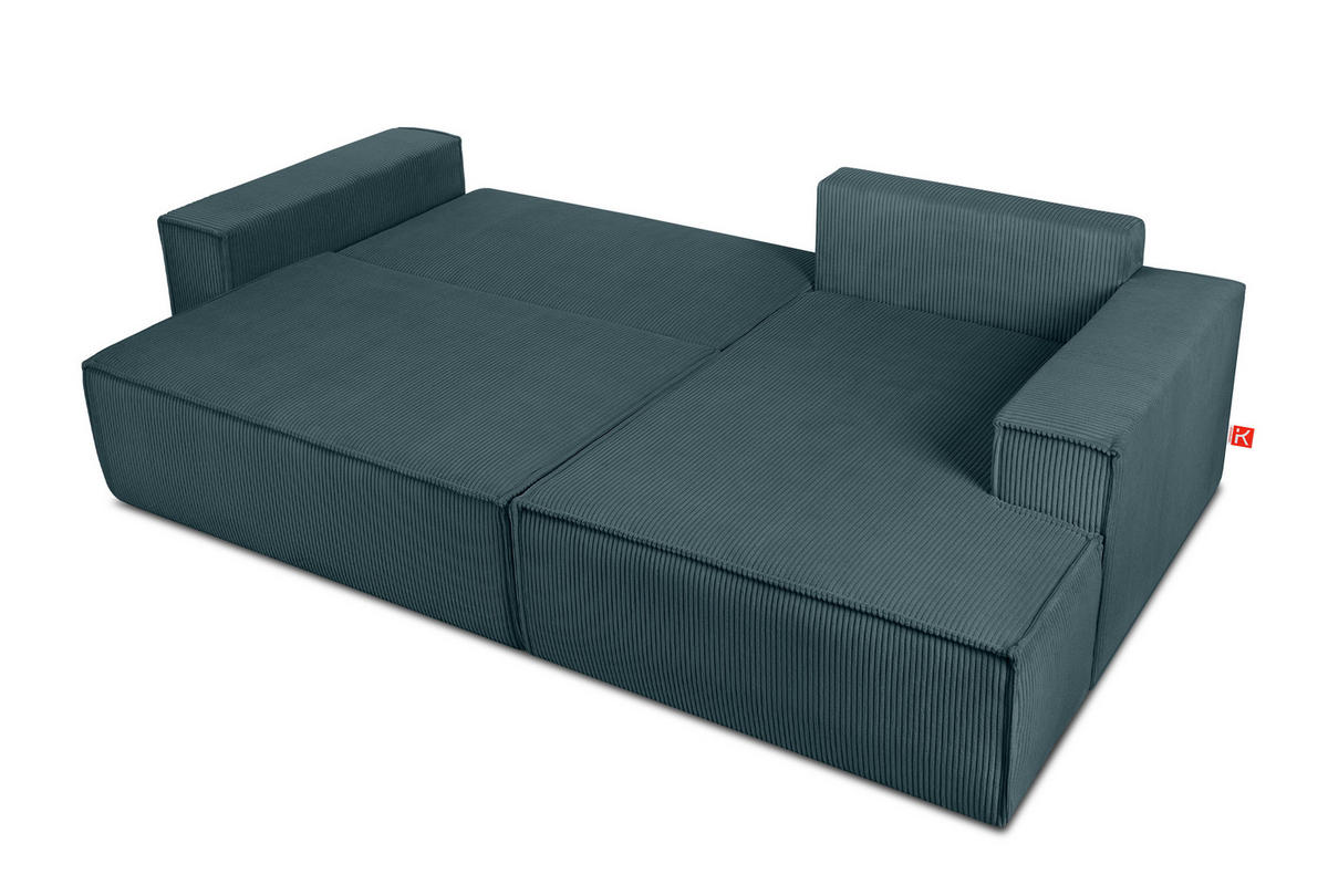ECKSCHLAFSOFA-RECHTS NAPI in Pet Friendly Cord-Stoff, blau - Blau/Schwarz, Textil (262/148cm) - KONSIMO®