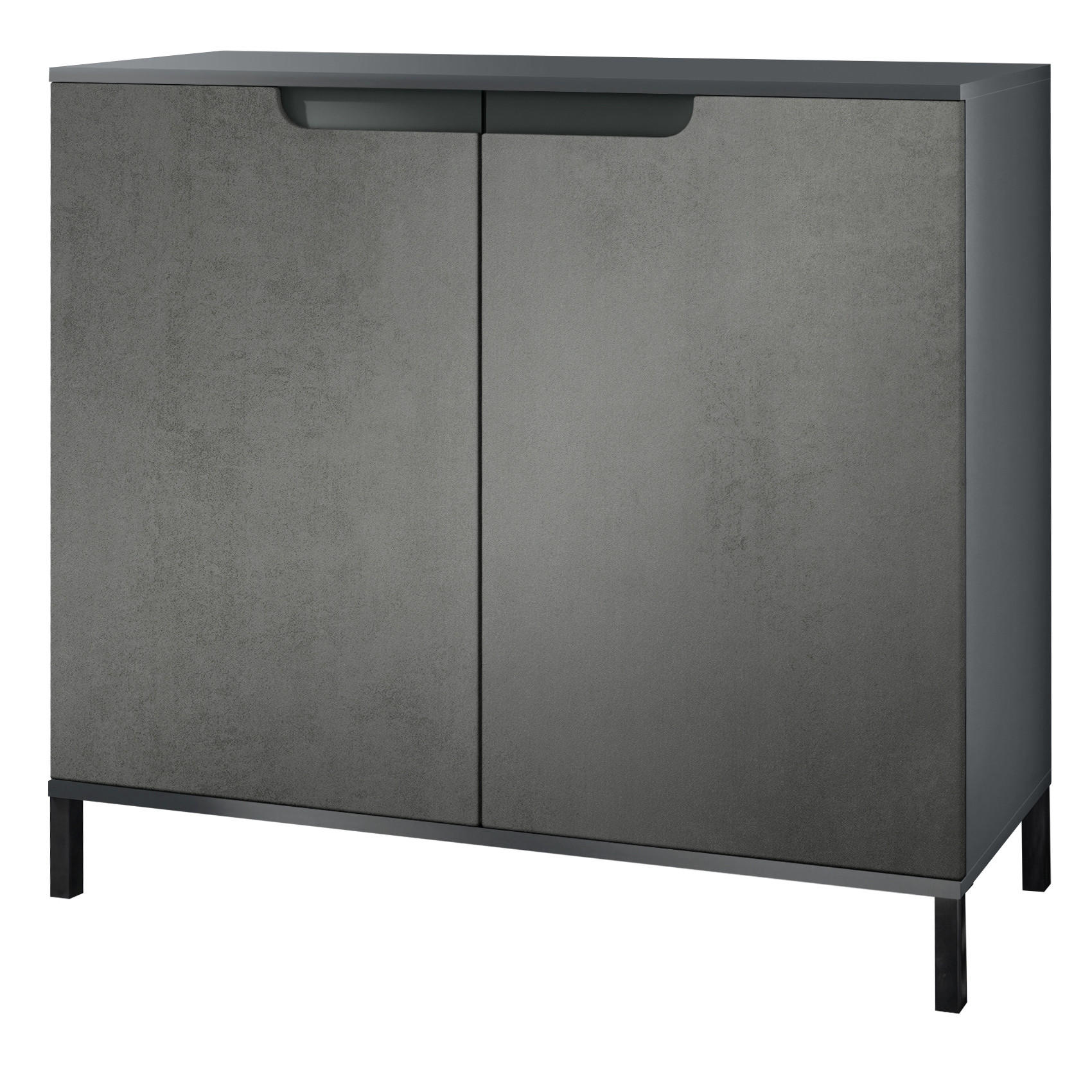 KOMMODE Sylt Beton Dunkel Optik - Dunkelgrau, Holzwerkstoff (92.5/83.5/35cm) - Vladon