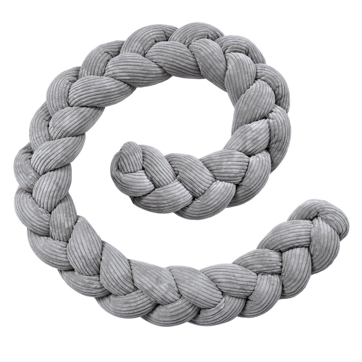 BETTUMRANDUNGSSCHUTZ geflochtene Bettschlange aus Cord, 150 cm, Grau - Grau, Textil - MeowBaby