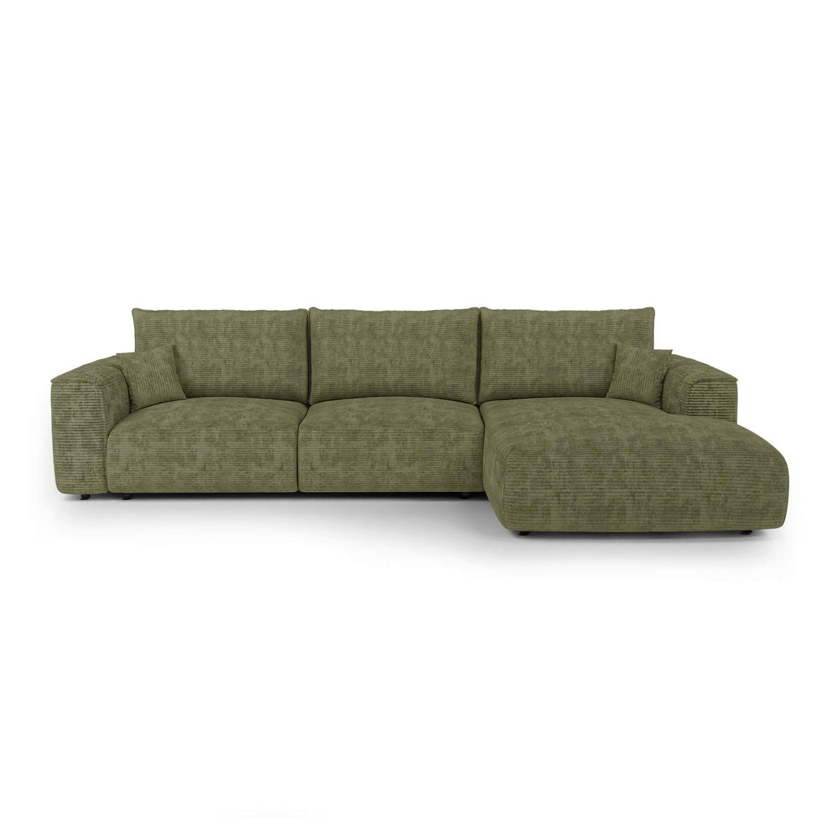 ECKSOFA rechtwinklig COMO Cord Olivgrün 300cm - Olivgrün/Grün, Textil (300/165cm) - Premium Interiors