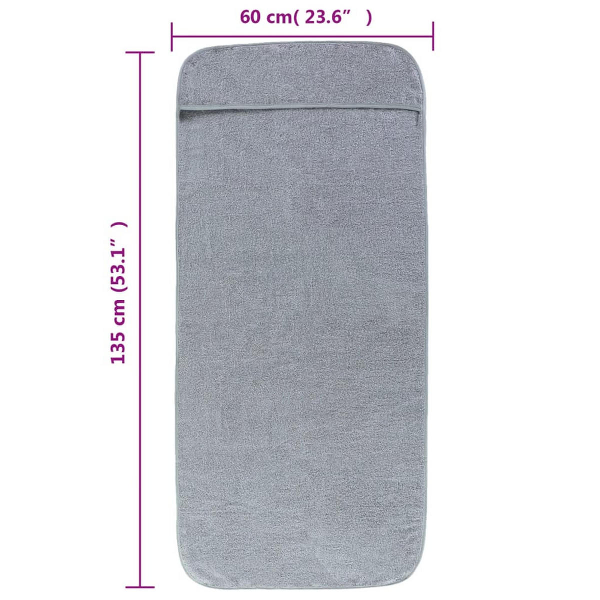 STRANDTÜCHER 2-tlg. 60/135 cm aus Stoff 400 GSM Grau - Grau, Textil (60/135cm) - vidaXL