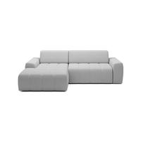 ECKSOFA Savio Freistehend, Mit Abriebfestem Kansas-Stoff, Maße 265x172x81cm, Ausziehbare Sitzfläche 206x92cm, Linke, Esche - Silberfarben, Holz/Textil (172/265cm) - DomoHome