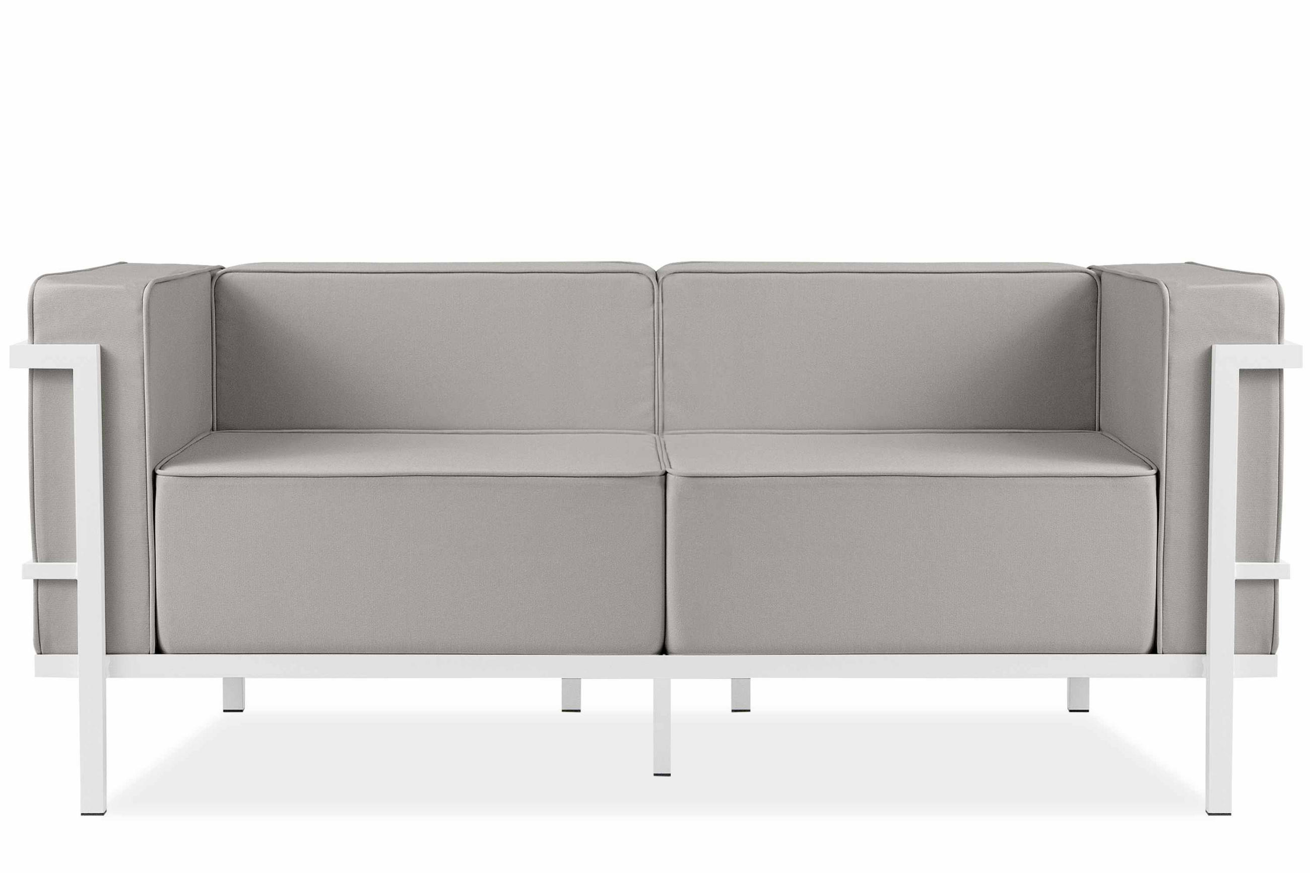 GARTENSOFA TRIGLO 2-Personen, Stahlrahmen, Modern, Weiß/Hellgrau - Hellgrau/Weiß, Textil/Metall (164/70/69cm) - KONSIMO®