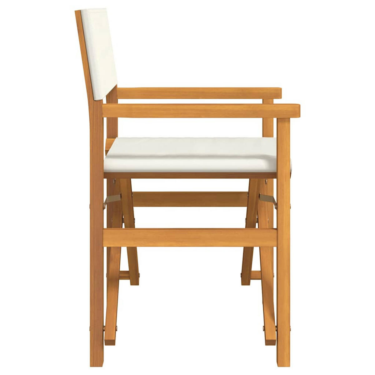 REGIESTUHL Klappbar Creme Massivholz Teak - Creme, Holz (55/85/54cm) - vidaXL