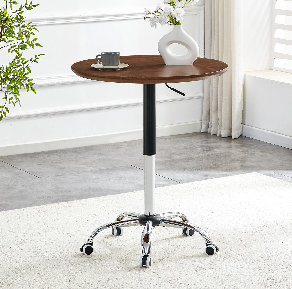 BEISTELLTISCH 70/70/73,5-98,5 cm Nussbaumfarben aus MDF und Metall höhenverstellbar - Walnussfarben, Holzwerkstoff (70/70/73.5cm) - OKMYHOME