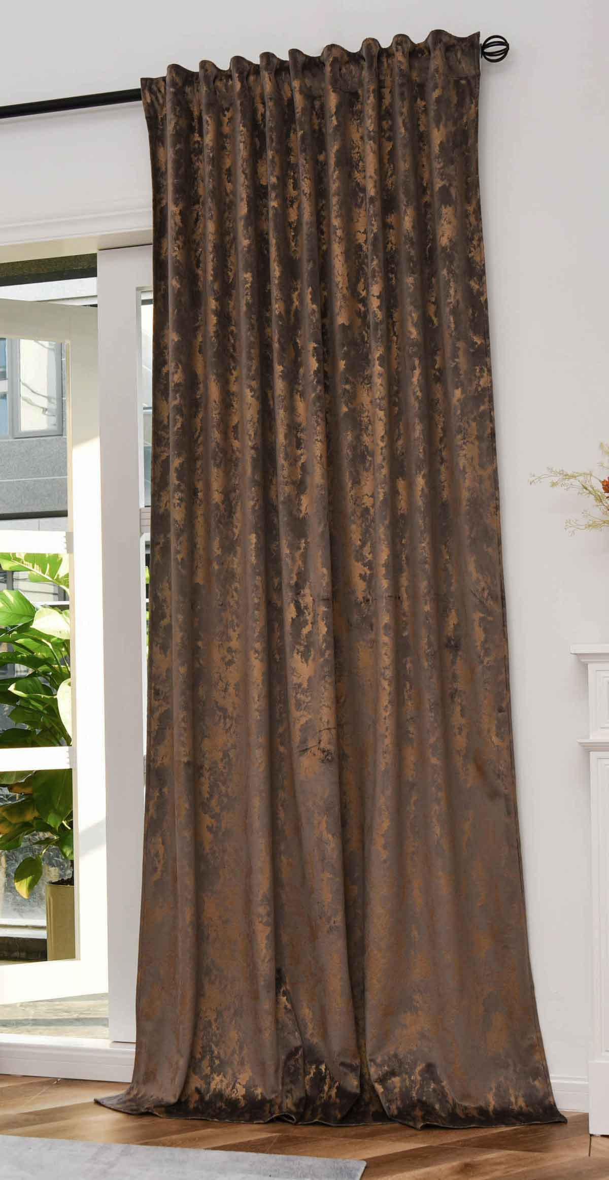 VORHANG SAMT MILANO STAR HxB 245x140 cm Taupe Gold - Taupe, Textil (140/245cm) - Gardinenbox
