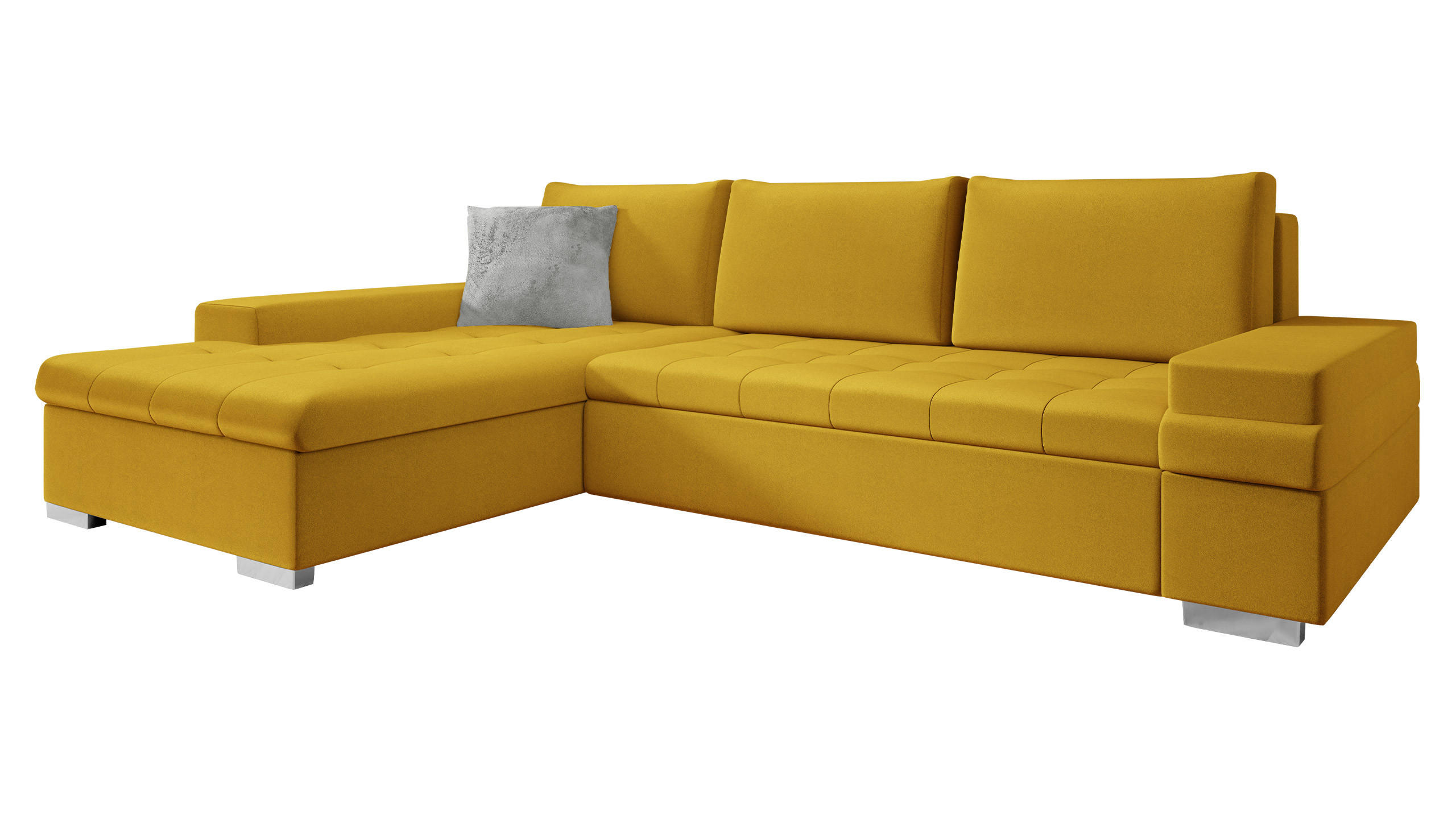 ECKSOFA Bangkok Mini Premium - Gelb/Silberfarben, Holz/Textil (274/182cm) - MIRJAN24