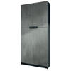 BÜROSCHRANK Logan Fronten in Beton Dunkel Optik - Dunkelgrau, Holzwerkstoff (82/185/37cm) - Vladon