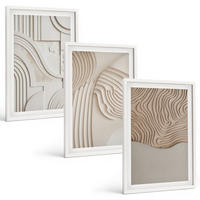 BILDER SET 3er Set - 40x60 cm Weißer Rahmen - Abstrakte Muster beige weiß - Weiß, Kunststoff (40/60cm) - TULUP
