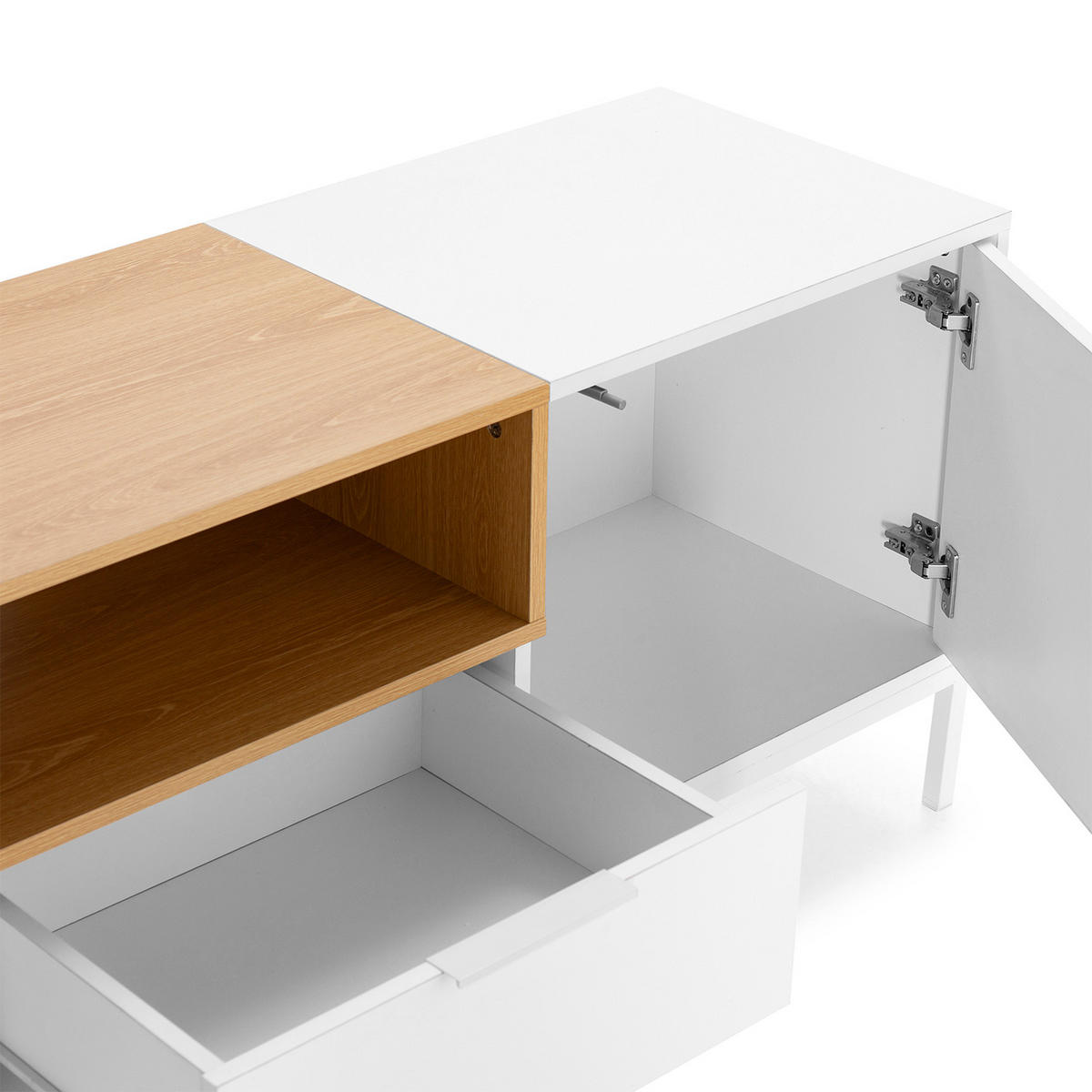 TV-ELEMENT Nieve 2 türen 1 schublade Weiß - Weiß, Holzwerkstoff (150/55/40cm) - VS Venta-stock