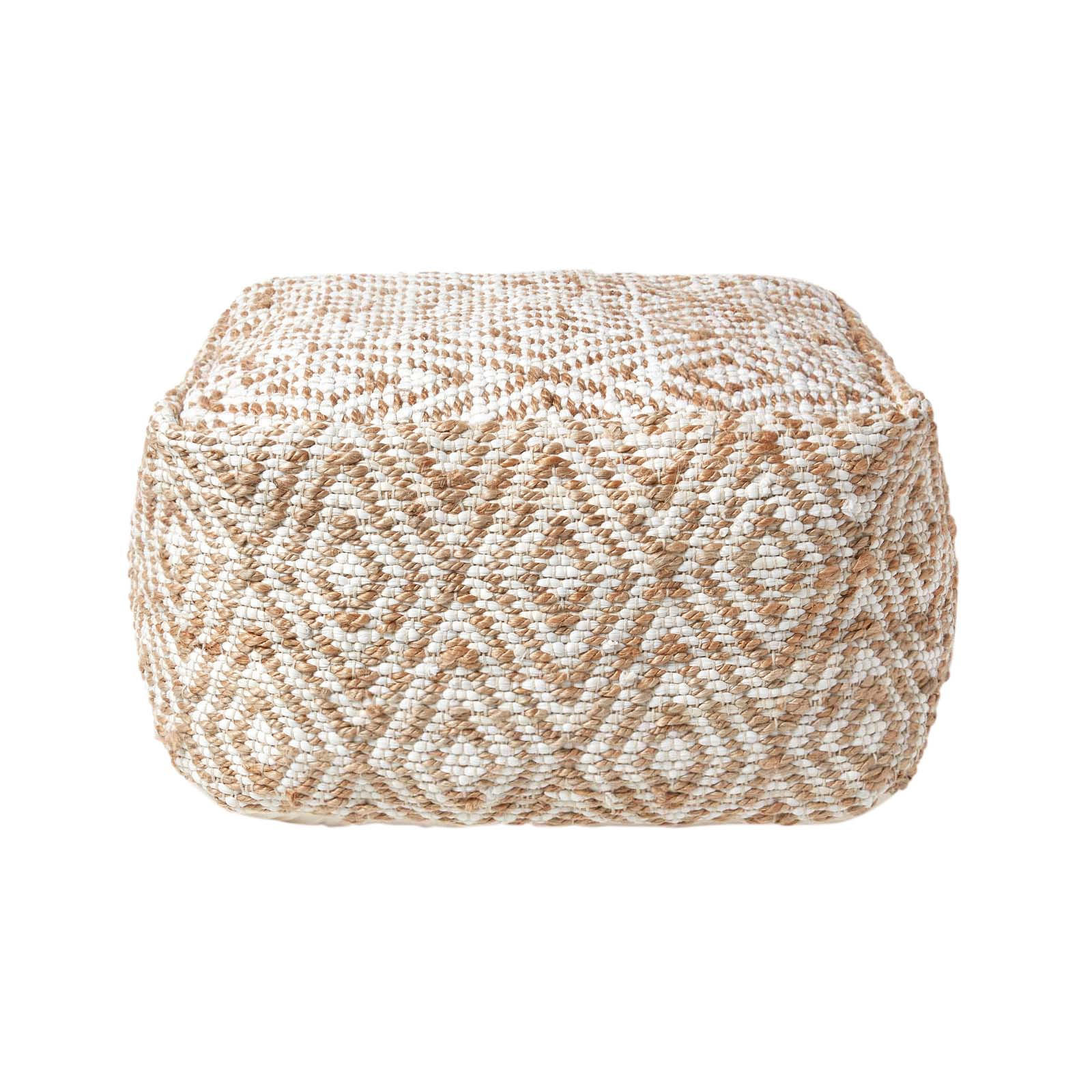 SITZPOUF Sierra mit Ethno-Muster, 60/60/30 cm - Beige, Textil (60/30/60cm) - Homescapes