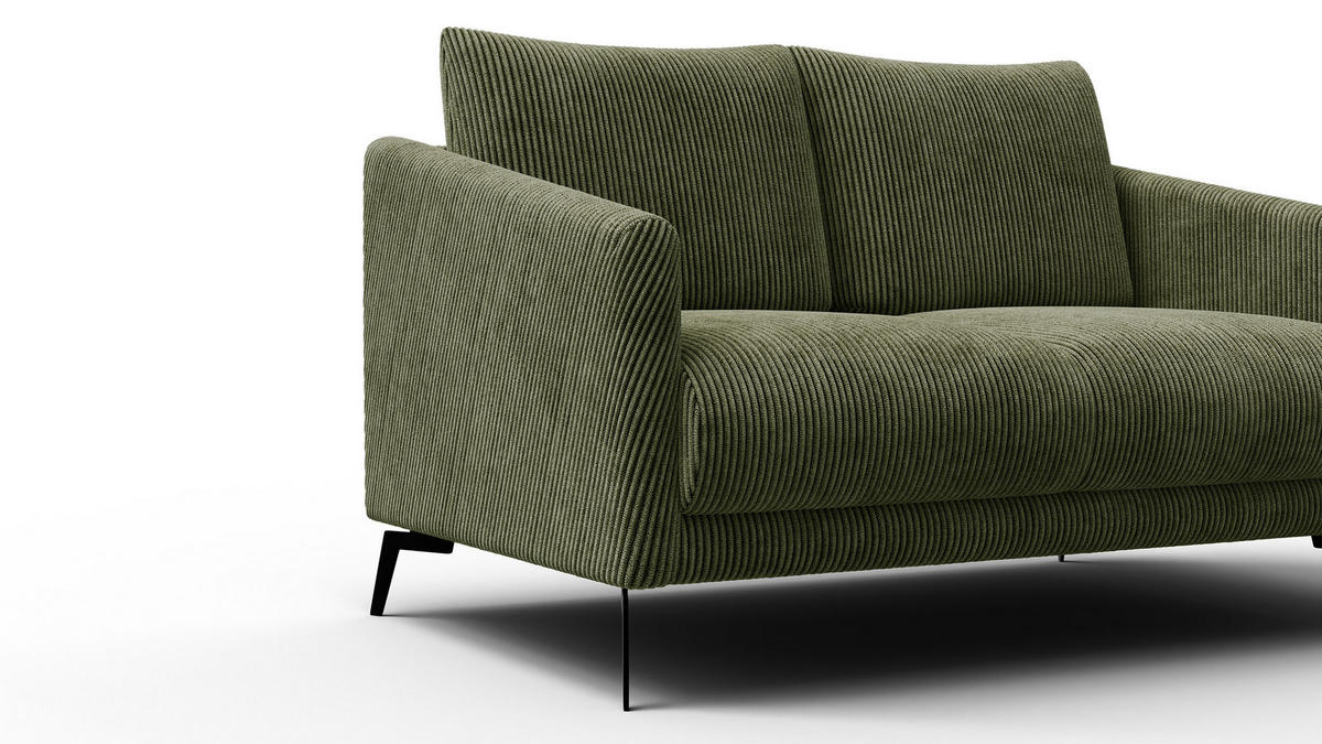 SOFA VILT 2-Sitzer, olive - Schwarz/Olivgrün, Holzwerkstoff/Textil (142/89/94cm) - Wozimo