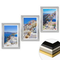 WANDBILDER 3er Set - 20x30 cm Silberner Rahmen - Landschaftsarchitektur Oia Santorini - Silberfarben, Kunststoff (20/30cm) - ArtPrintCave